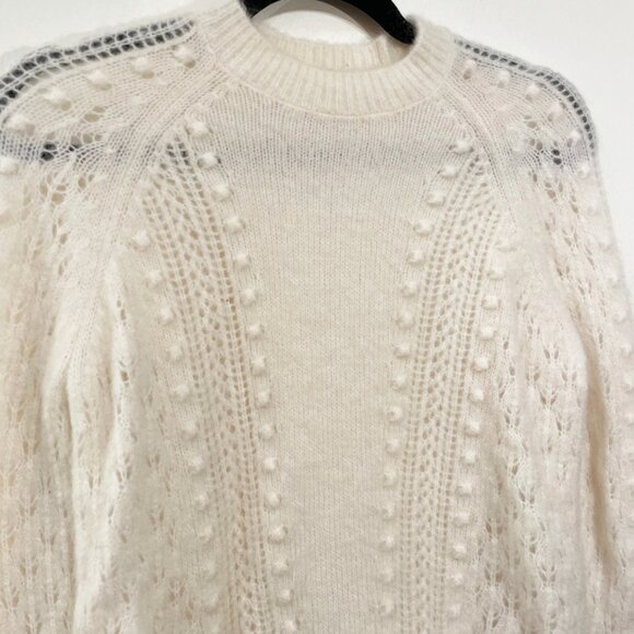EUC Sezane Come Mohair Wool Textured Openwork Sweater Ecru XXS - Picture 5 of 10